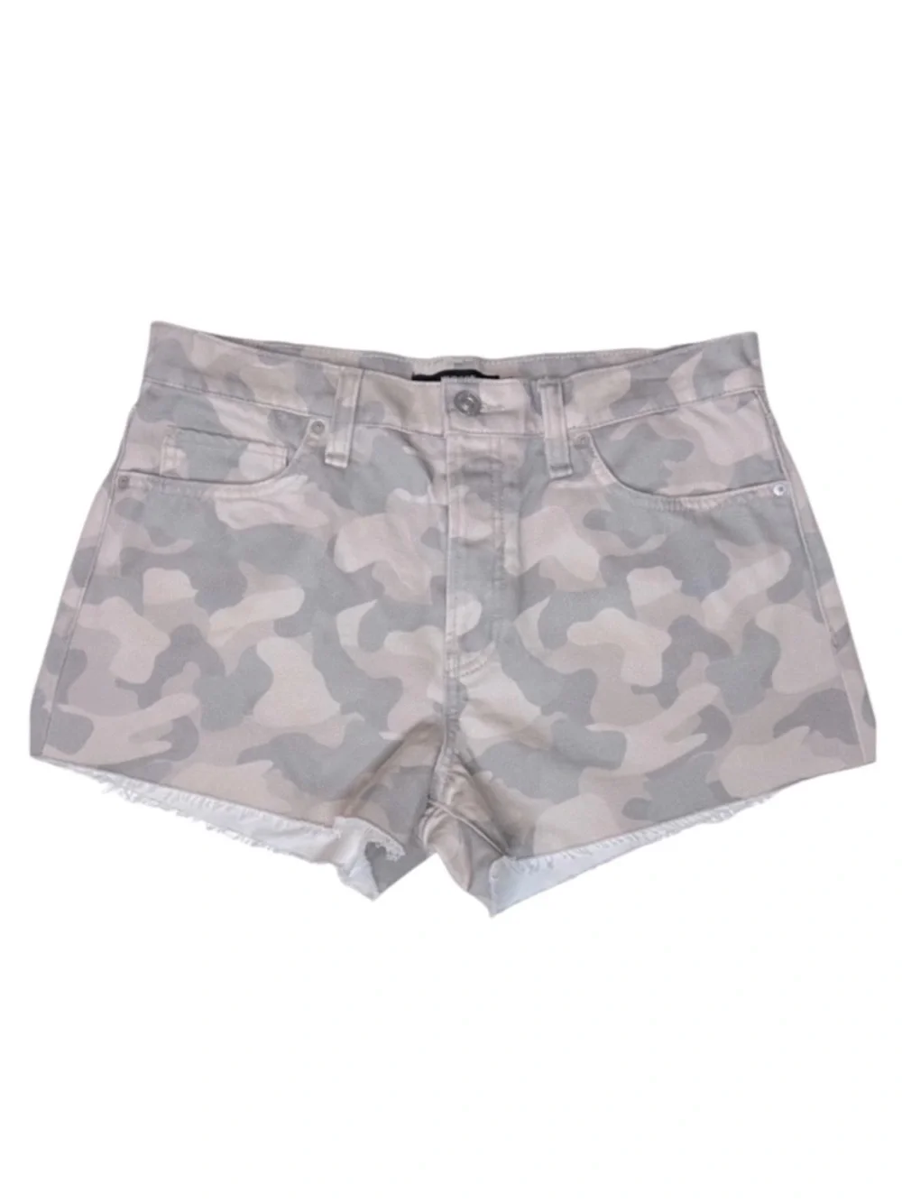 Hudson Jean Shorts Lori High-Rise Camo Raw Edge Hem Size 30 Women’s